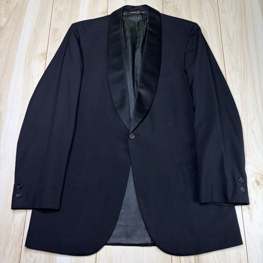 VTG 60s Brooks Brothers 346 Shawl Lapel Tuxedo Wool Blazer Mens 40R Dinner Coat